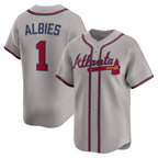 Atlanta Braves #1 Ozzie Albies Gray CONTON Road Limited Player Jersey