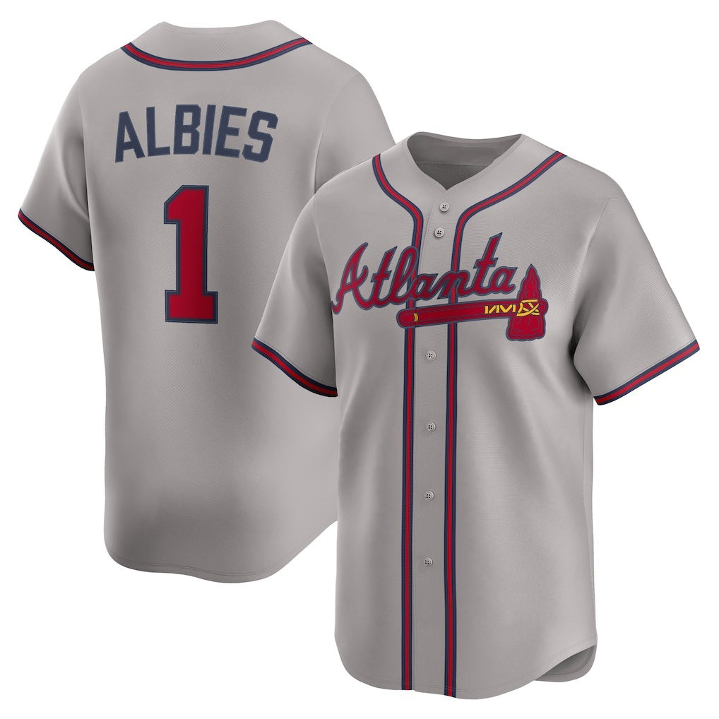 Atlanta Braves #1 Ozzie Albies Gray CONTON Road Limited Player Jersey