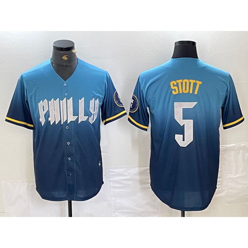 Philadelphia Phillies #5 Bryson Stott Blue CONTON 2024 City Cool Base Stitched Jersey