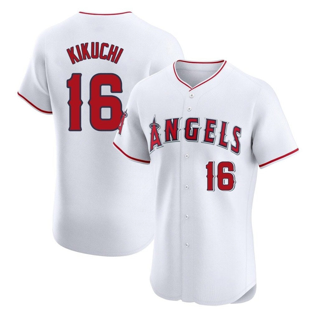 Los Angeles Angels #16 Yusei Kikuchi Player White CONTON Limited Elite Stitched Home Jerseys