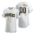 Custom Arizona Diamondbacks White CONTON Stitched Flex Base Golden Edition Jersey