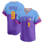 Colorado Rockies #9 Brenton Doyle Player Purple-Light Blue CONTON City Connect Limited Home T-shirt Stitched Jerseys