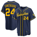 Milwaukee Brewers #24 William Contreras Player Navy CONTON Home Stadium Game Stitched Jerseys