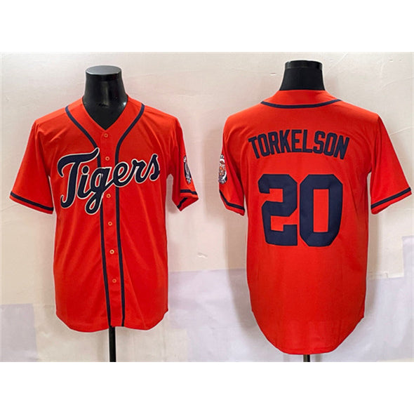 Detroit Tigers #20 Spencer Torkelson Orange CONTON With Patch Cool Base Stitched Jersey
