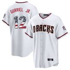 Arizona Diamondbacks #12 Lourdes Gurriel Jr Player White CONTON USA 250 Fourth of July Home Game Stitched Jerseys