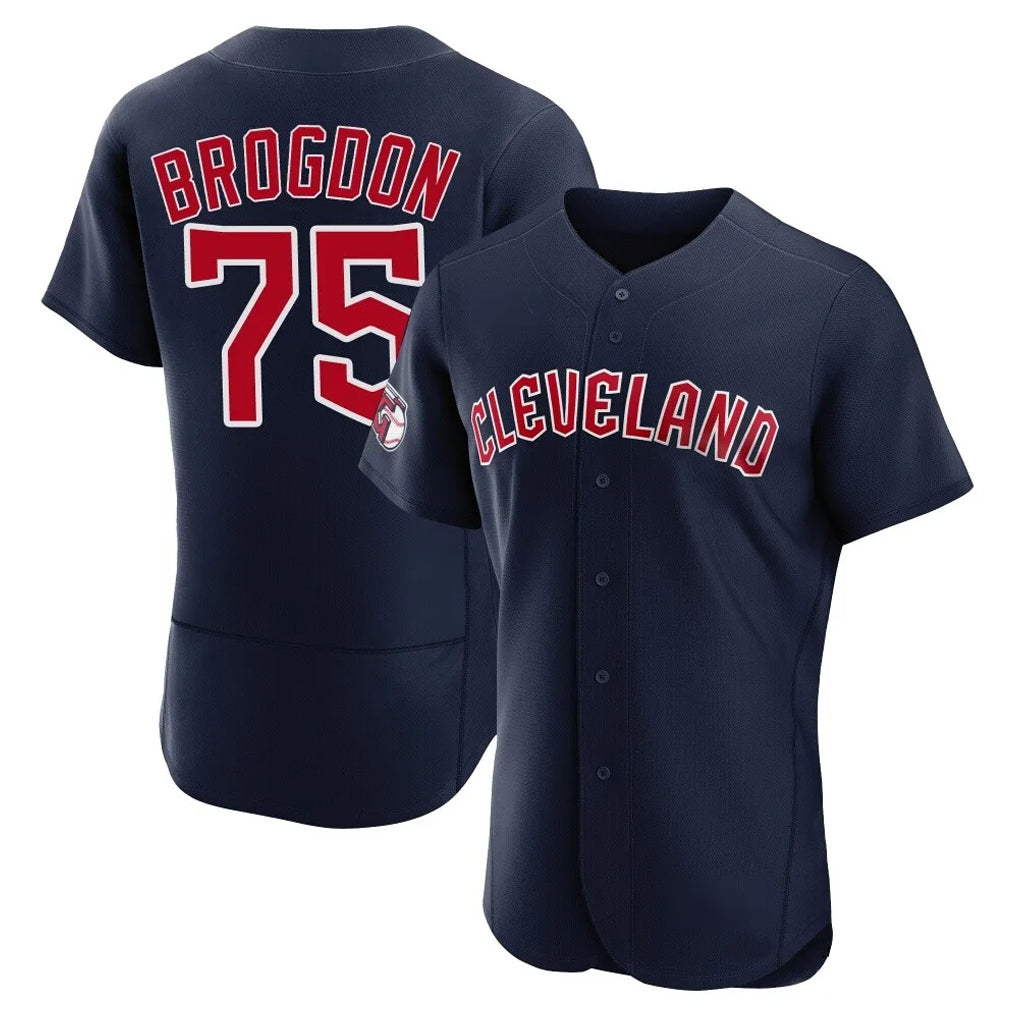 Cleveland Guardians #75 Connor Brogdon Player Navy CONTON Limited Elite Home Stitched Jerseys
