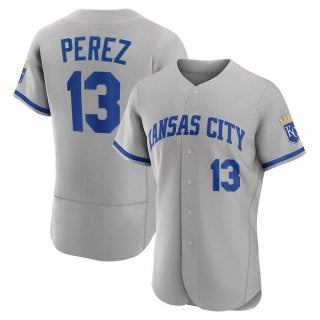 Kansas City Royals #13 Salvador Perez Grey CONTON Flex Base Stitched Jersey