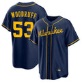 Milwaukee Brewers #53 Brandon Woodruff Player Navy CONTON Home Game Stitched Jerseys