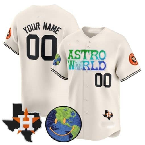 Custom Houston Astros Cactus Jack Astro World Vapor Premier Limited Jersey ¨C All Stitched-Cream CONTON