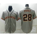 San Francisco Giants #28 Buster Posey Grey CONTON Stitched Cool Base Jersey
