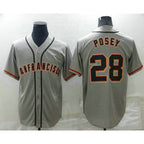 San Francisco Giants #28 Buster Posey Grey CONTON Stitched Cool Base Jersey