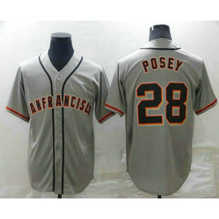 San Francisco Giants #28 Buster Posey Grey CONTON Stitched Cool Base Jersey