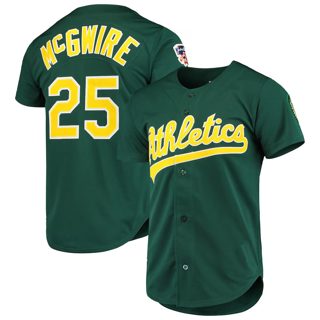 Oakland Athletics #25 Mark McGwire Mitchell & Ness Green CONTON 1997 Cooperstown Collection Authentic Jersey