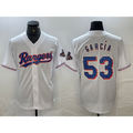 Texas Rangers #53 Adolis Garcia White CONTON 2023 World Series Champions Cool Base Jersey