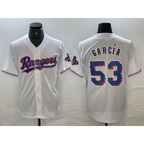 Texas Rangers #53 Adolis Garcia White CONTON 2023 World Series Champions Cool Base Jersey