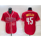 Philadelphia Phillies #45 Zack Wheeler Number Red CONTON Cool Base Stitched Jerseys