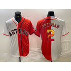 Houston Astros #2 Alex Bregman White Orange CONTON Split Stitched Jersey 2