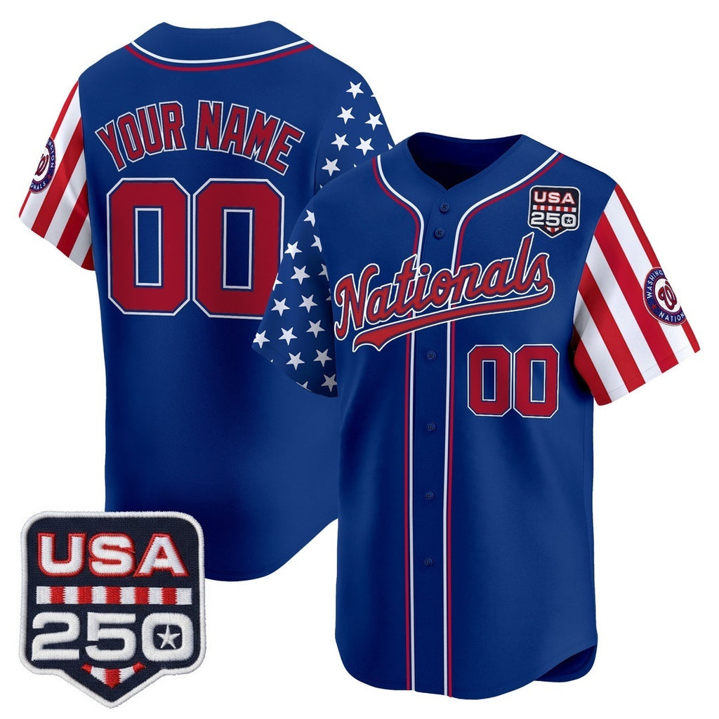 Custom Washington Nationals America 250 Edition Vapor Premier Limited Royal CONTON Stitched Jerseys