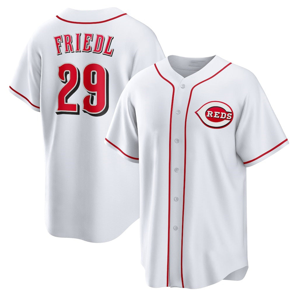 Cincinnati Reds #29 TJ Friedl White CONTON Home Replica Jersey