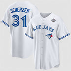 Toronto Blue Jays #31 Max Scherzer White CONTON 2025 World Series Home Cool Base Stitched Jersey