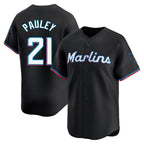 Miami Marlins #21 Graham Pauley Player Black CONTON Home Limited Stitched Jerseys