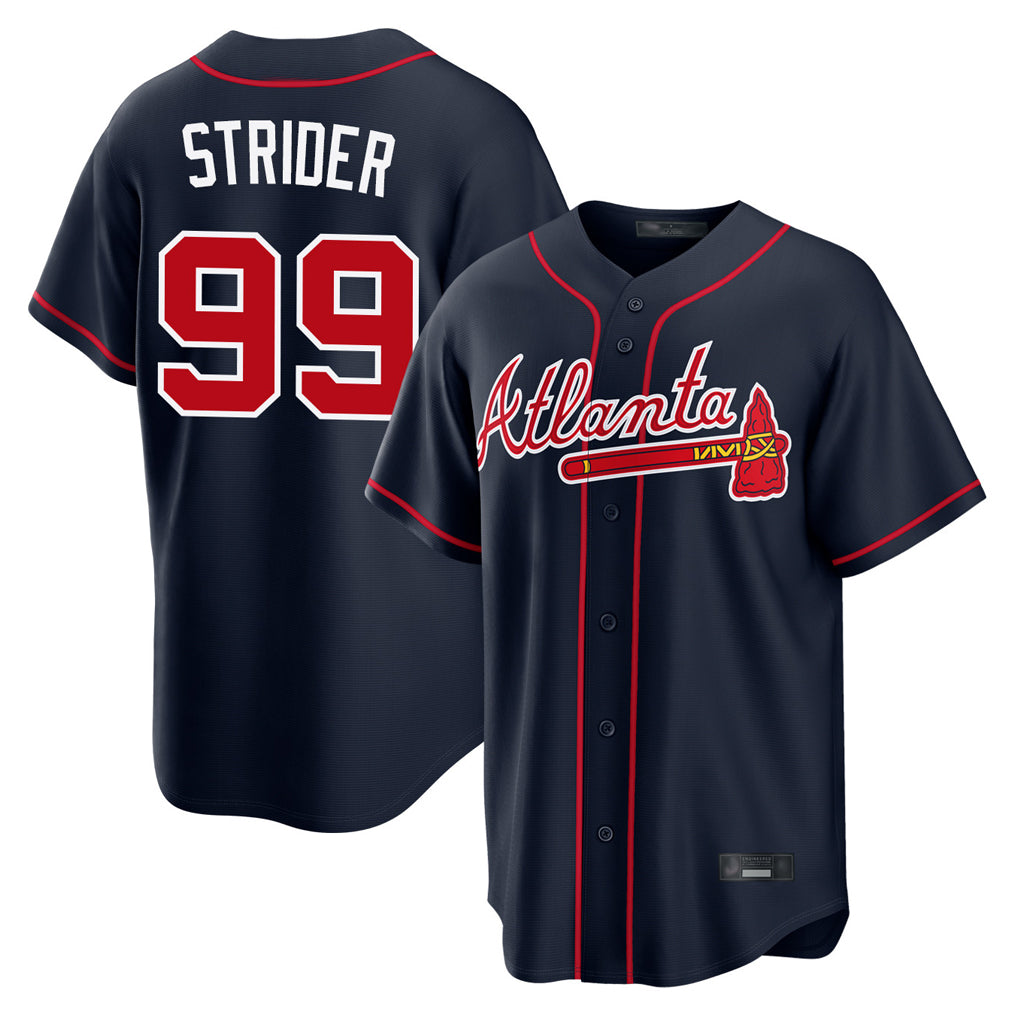 Atlanta Braves #99 Spencer Strider Player Navy CONTON Home Game Stitched Jerseys