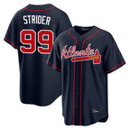 Atlanta Braves #99 Spencer Strider Player Navy CONTON Home Game Stitched Jerseys