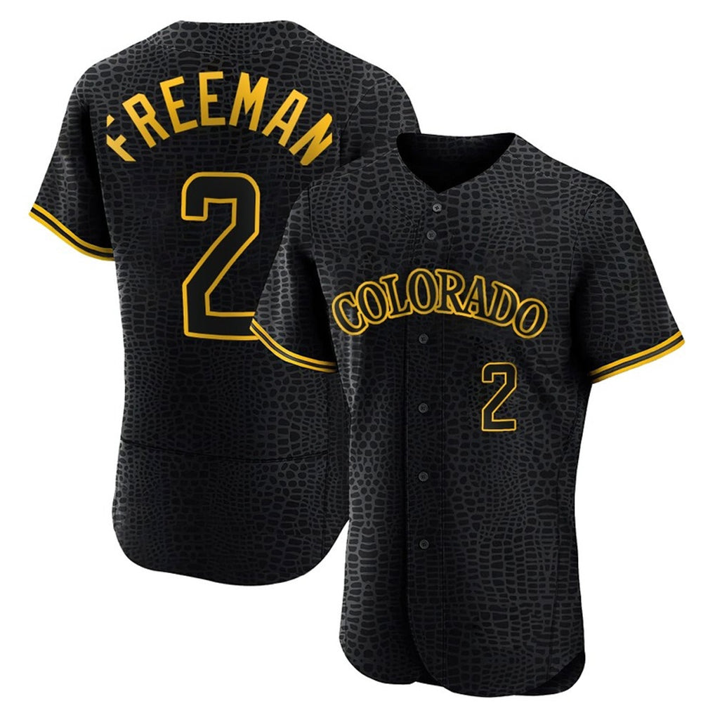 Colorado Rockies #2 Tyler Freeman Player Black CONTON Snake Skin City Limited Elite Home Stitched Jerseys