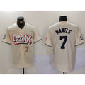 New York Yankees #7 Mickey Mantle Cream CONTON Limited Stitched Jerseys