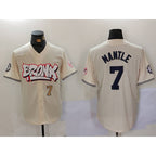 New York Yankees #7 Mickey Mantle Cream CONTON Limited Stitched Jerseys
