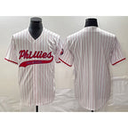 Philadelphia Phillies Blank White CONTON Pinstripe Cool Base Stitched Jersey