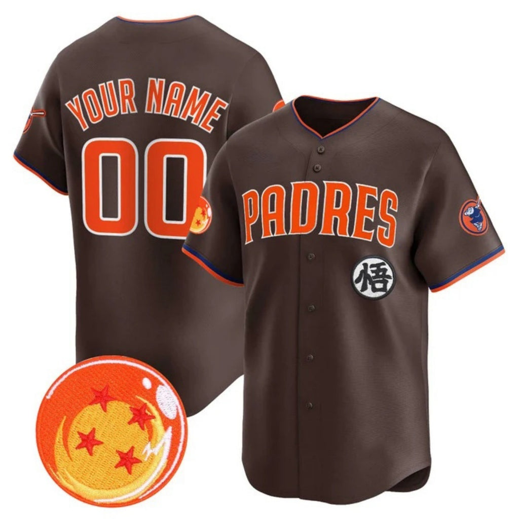 Custom San Diego Padres x Dragon Ball Brown CONTON Vapor Premier Limited Jersey - All Stitched