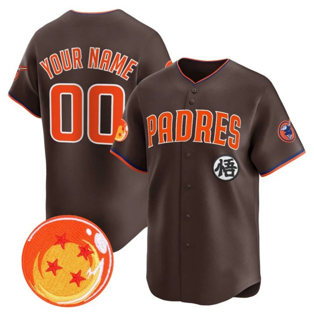 Custom San Diego Padres x Dragon Ball Brown CONTON Vapor Premier Limited Jersey - All Stitched