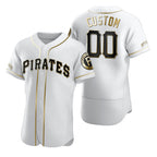 Custom Pittsburgh Pirates White CONTON Stitched Flex Base Golden Edition Jersey