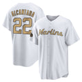 Miami Marlins #22 Sandy Alcantara Player Gold CONTON Home Game Stitched Jerseys