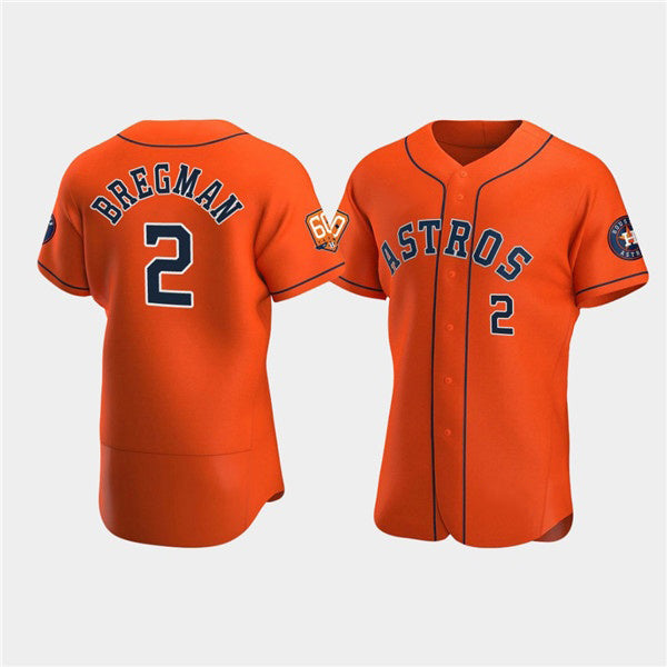 Houston Astros #2 Jose Altuve Orange CONTON 60th Anniversary Flex Base Stitched Jersey