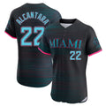 Miami Marlins #22 Sandy Alcantara Player Black CONTON City Connect Home Limited Elite Stitched Jerseys