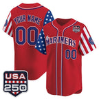 Custom Seattle Mariners America 250 Edition Vapor Premier Limited Red CONTON Stitched Jerseys