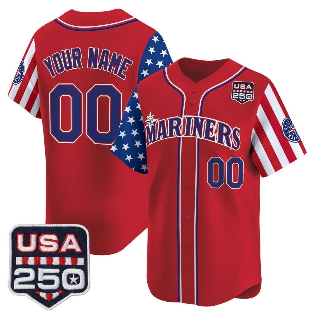 Custom Seattle Mariners America 250 Edition Vapor Premier Limited Red CONTON Stitched Jerseys
