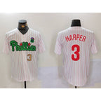 Philadelphia Phillies #3 Bryce Harper White Green CONTON Cool Base Stitched Jerseys