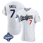 Los Angeles Dodgers #7 Blake Snell Player Gold White CONTON 2026 Collection Stadium Limited Elite World Series Meet Stitched Jerseys