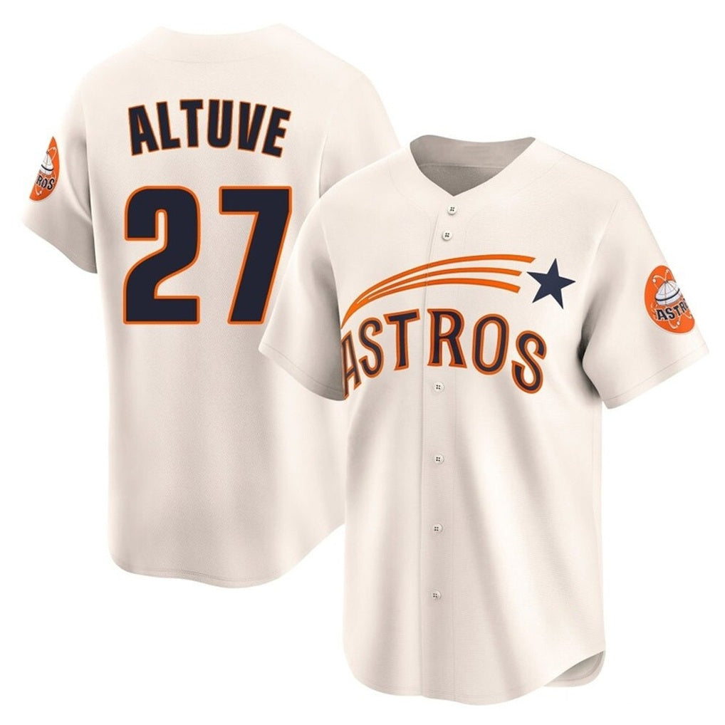 Houston Astros #27 Jose Altuve Player Cream CONTON Throwback Cooperstown Collection Limited Stitched Jerseys