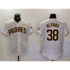 San Diego Padres #38 Jorge Alfaro White CONTON With PS Patch Stitched Flex Base Jersey 2