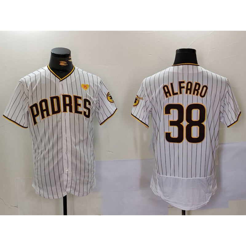 San Diego Padres #38 Jorge Alfaro White CONTON With PS Patch Stitched Flex Base Jersey 2