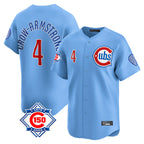 Chicago Cubs #4 Pete Crow-Armstrong Player Light Blue CONTON 150th Anniversary Limited Home Stitched Jerseys