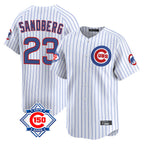 Chicago Cubs #23 Ryne Sandberg Player White CONTON 150th Anniversary Limited Home Game Stitched Jerseys