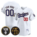 Custom Los Angeles Dodgers Vin Patch & Kobe Bryant Signature Vapor Premier Limited Jersey ¨C White CONTON