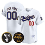 Custom Los Angeles Dodgers Vin Patch & Kobe Bryant Signature Vapor Premier Limited Jersey ¨C White CONTON