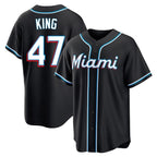 Miami Marlins #47 John King Player Black CONTON Fashion Out Home Game Stitched Jerseys