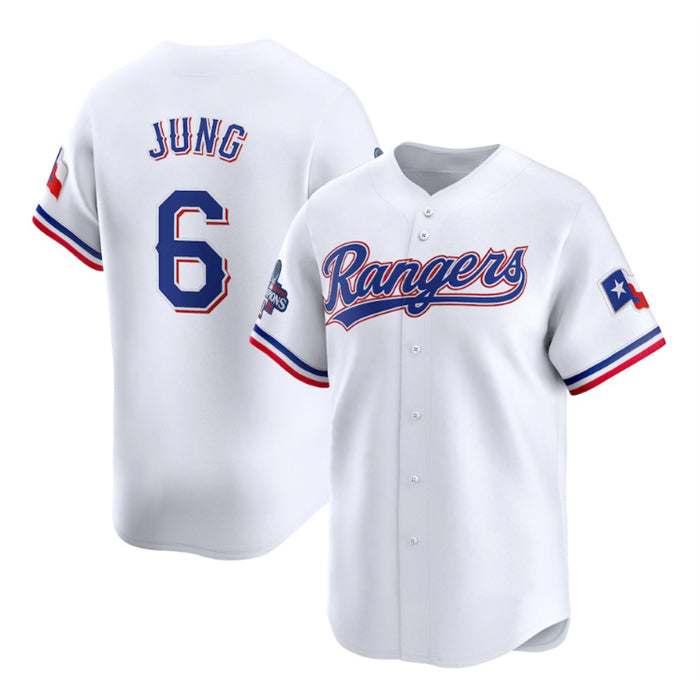 Texas Rangers #6 Josh Jung White CONTON 2023 World Series Champions Stitched Jersey
